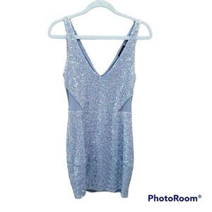 Bebe sequin party dress small silver